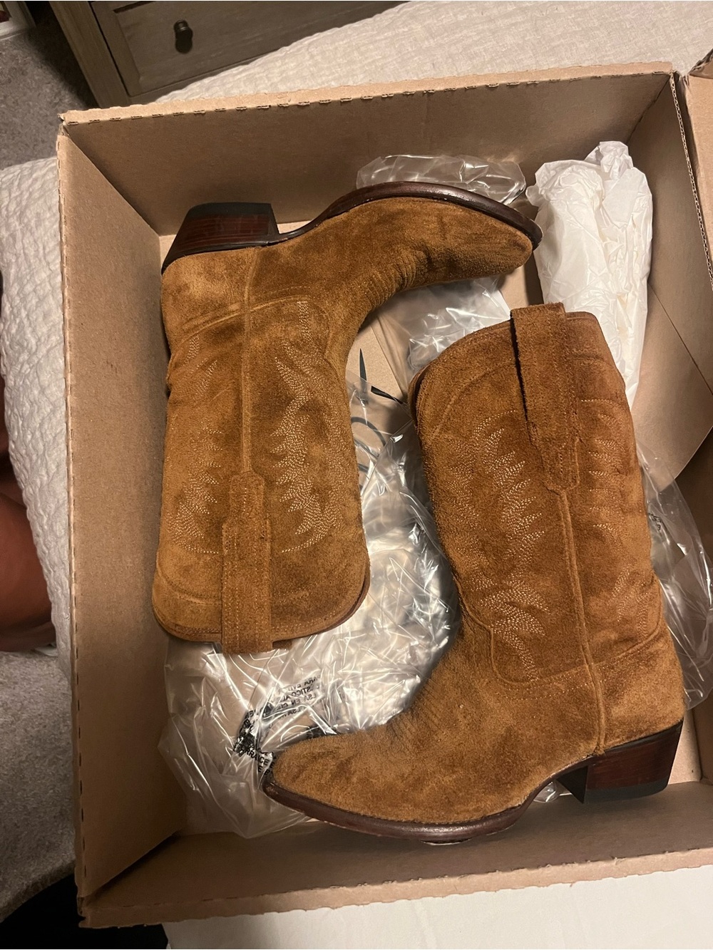 Tecovas Women's Suede Western Boots in Chestnut